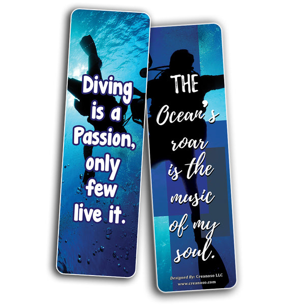 Creanoso Diving Ocean Quotes Bookmarks (12-Pack) â€“ Party Bulk Card â€“ Epic Collection Set Book Page