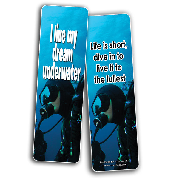 Creanoso Diving Ocean Quotes Bookmarks (12-Pack) â€“ Party Bulk Card â€“ Epic Collection Set Book Page