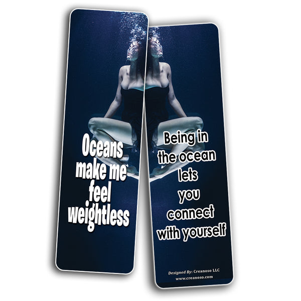 Creanoso Diving Ocean Quotes Bookmarks (12-Pack) â€“ Party Bulk Card â€“ Epic Collection Set Book Page