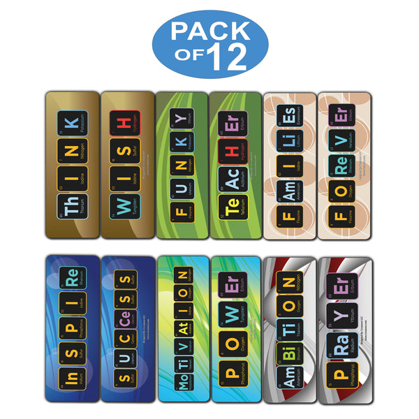 Creanoso Periodic Table Elements Words Chemistry Bookmarks (12-Pack) - Creative Elements Cards