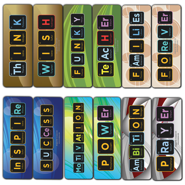Creanoso Periodic Element Table Bookmarks (60-Pack) - Creative Teaching Words Science Bulk Cards