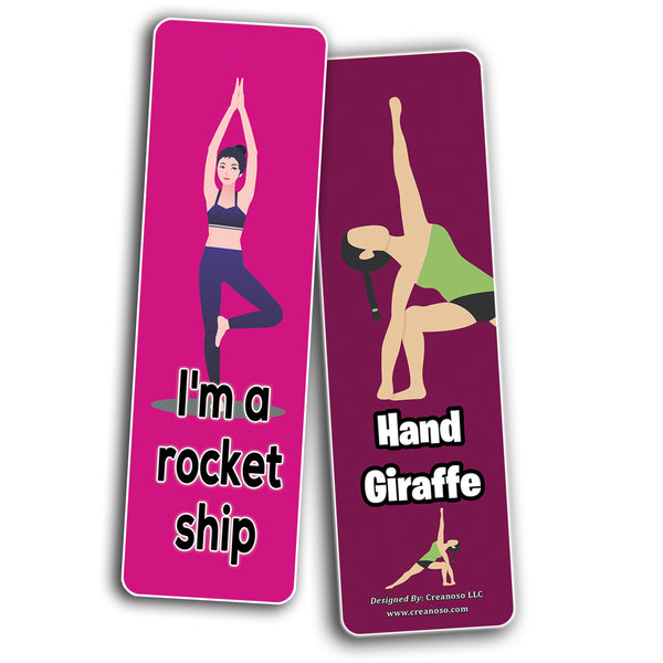 Creanoso Yoga Poses Bookmarks â€“ Funny Jokes (30-Pack) â€“ Awesome Bookmarks for Yoga Instructors