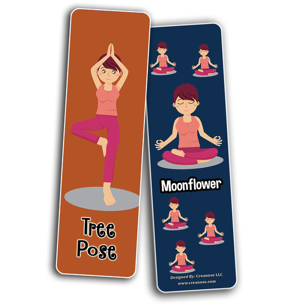 Creanoso Funny Yoga Poses Jokes Bookmarks (12-Pack) â€“ Premium Gifts Bookmarks for Yoga Instructors