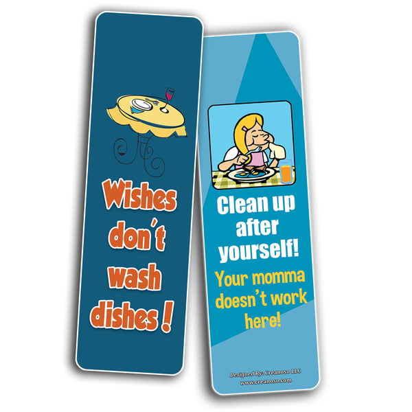 Creanoso Washing Dishes Bookmarks â€“ Funny Jokes (30-Pack) â€“ Bulk Awesome Bookmarks for Readers