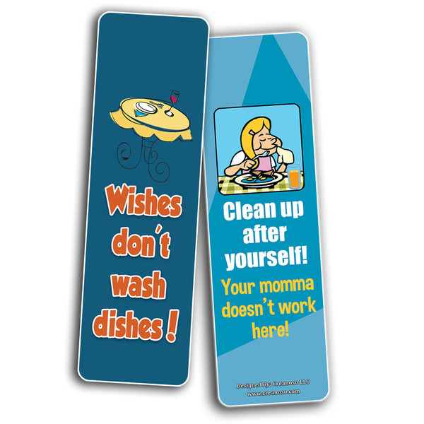 Creanoso Funny Sayings About Washing Dishes Jokes Bookmarks (12-Pack) â€“ Premium Bookmarks Set