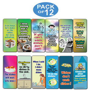 Creanoso Funny Sayings About Washing Dishes Jokes Bookmarks (12-Pack) â€“ Premium Bookmarks Set