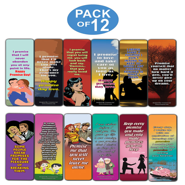Happy Promise Day Love Bookmarks (12-Pack) Premium Quality Gift Ideas for All Occasions - Stocking Stuffers Party Favor & Giveaways