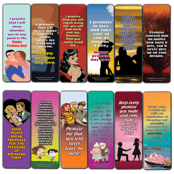 Happy Promise Day Love Bookmarks (12-Pack) Premium Quality Gift Ideas for All Occasions - Stocking Stuffers Party Favor & Giveaways