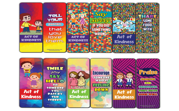 Colorful Act of Kindness Bookmarks (30-Pack) Premium Quality Gift Ideas for All Occasions - Stocking Stuffers Party Favor & Giveaways