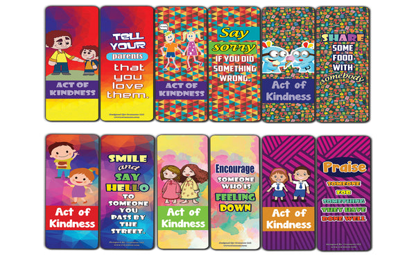 Colorful Act of Kindness Bookmarks (60-Pack) Premium Quality Gift Ideas for All Occasions - Stocking Stuffers Party Favor & Giveaways