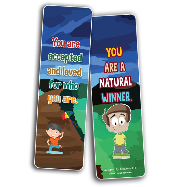 Building Confidence in Kids Bookmarks (60-Pack) Premium Quality Gift Ideas for All Occasions - Stocking Stuffers Party Favor & Giveaways