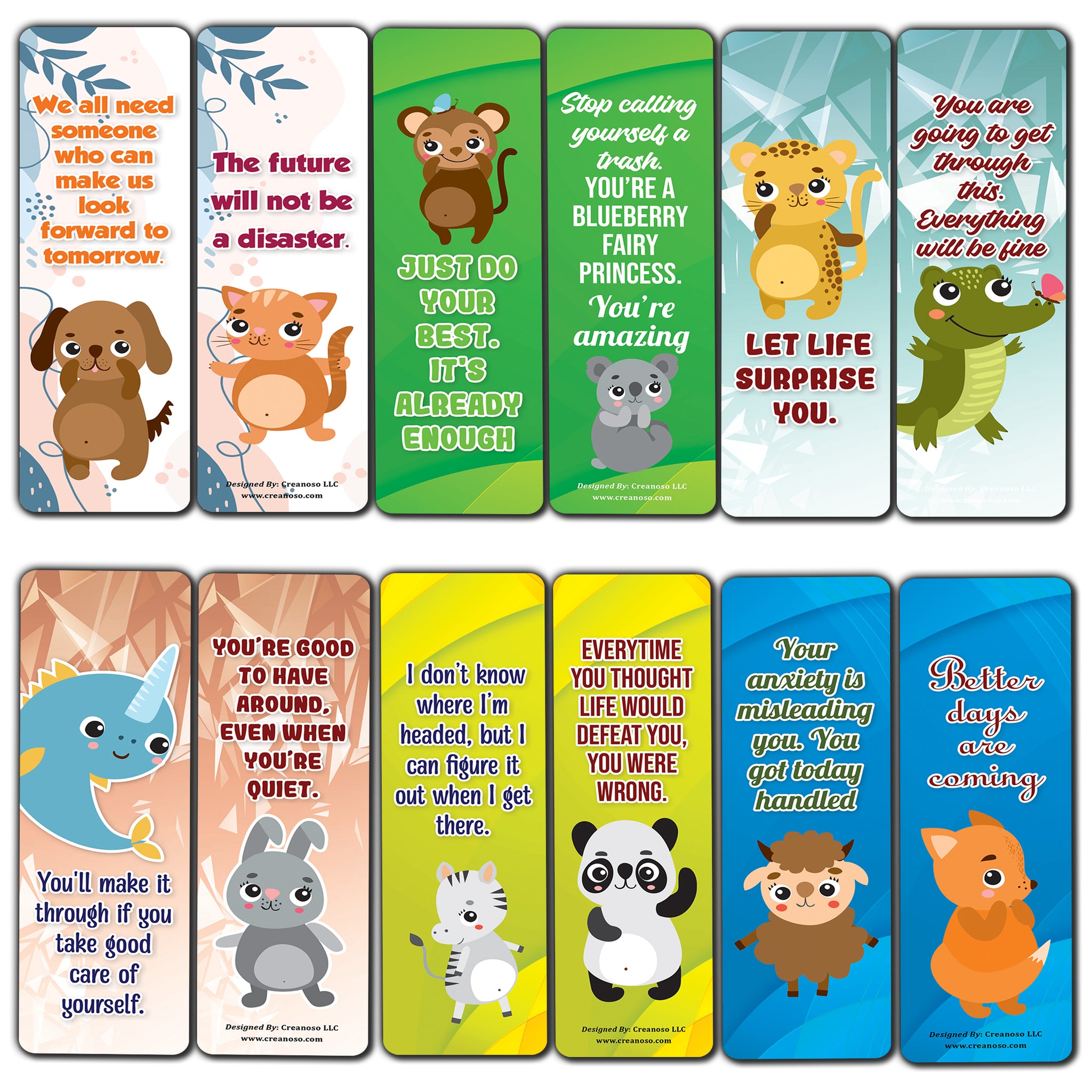 Cute Critter Quotes Bookmarks (5-Sets X 6 Cards)