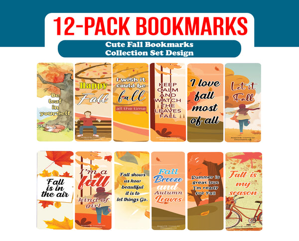 Cute Fall Bookmarks (2-Sets X 6 Cards)