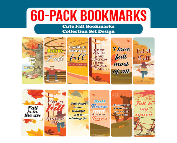 Cute Fall Bookmarks (10-Sets X 6 Cards)