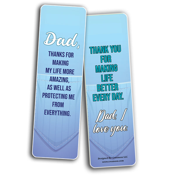 Creanoso Father Appreciation Bookmarks (2-Sets X 6 Cards) â€“ Daily Inspirational Card Set â€“ Interesting Book Page Clippers â€“ Great Gifts for Adults and Professionals