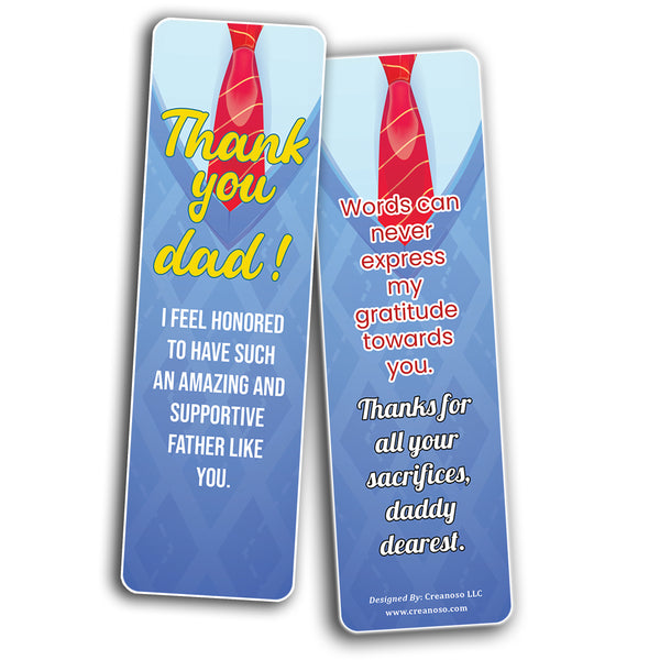 Creanoso Father Appreciation Bookmarks (2-Sets X 6 Cards) â€“ Daily Inspirational Card Set â€“ Interesting Book Page Clippers â€“ Great Gifts for Adults and Professionals