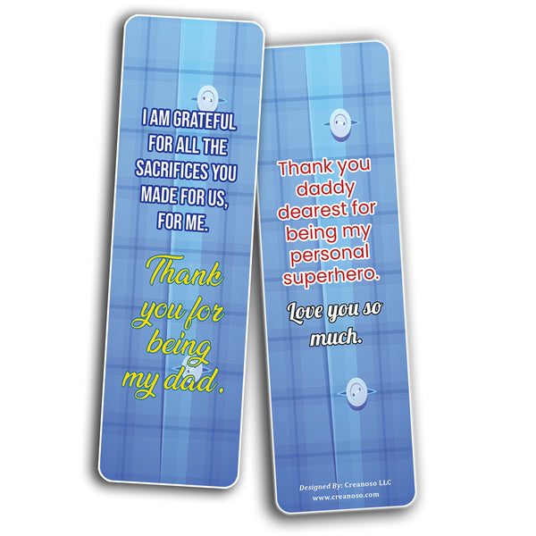 Creanoso Father Appreciation Bookmarks (2-Sets X 6 Cards) â€“ Daily Inspirational Card Set â€“ Interesting Book Page Clippers â€“ Great Gifts for Adults and Professionals