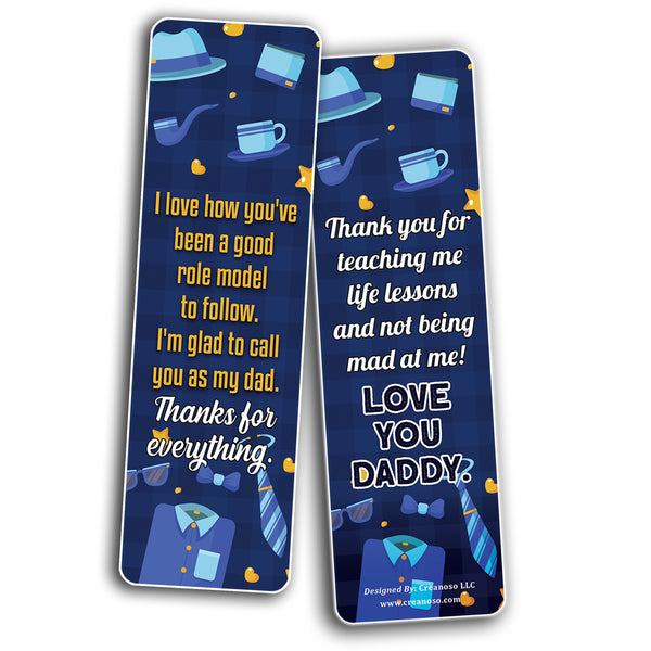 Creanoso Father Appreciation Bookmarks (2-Sets X 6 Cards) â€“ Daily Inspirational Card Set â€“ Interesting Book Page Clippers â€“ Great Gifts for Adults and Professionals