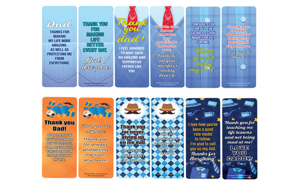 Creanoso Father appreciation bookmarks (10-Sets X 6 Cards) â€“ Daily Inspirational Card Set â€“ Interesting Book Page Clippers â€“ Great Gifts for Adults and Professionals