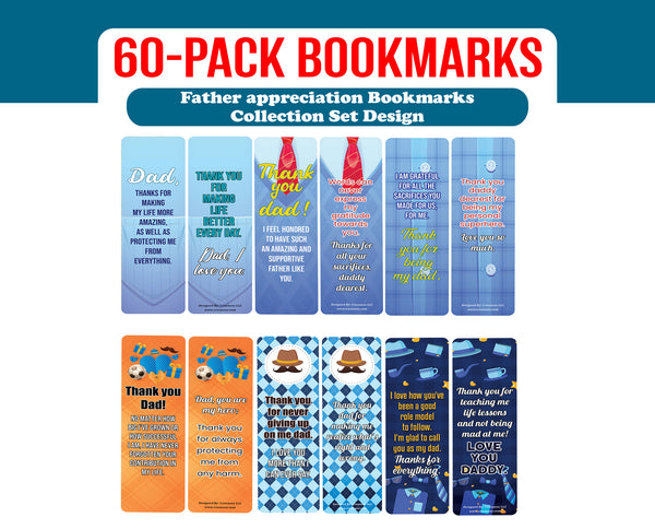 Creanoso Father appreciation bookmarks (10-Sets X 6 Cards) â€“ Daily Inspirational Card Set â€“ Interesting Book Page Clippers â€“ Great Gifts for Adults and Professionals