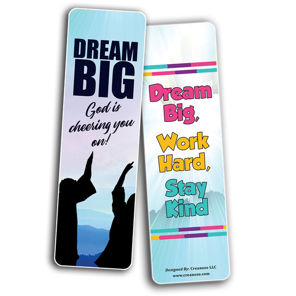 Creanoso Dream Big Inspirational Bookmarks (2-Sets X 6 Cards) â€“ Daily Inspirational Card Set â€“ Interesting Book Page Clippers â€“ Great Gifts for Adults and Professionals