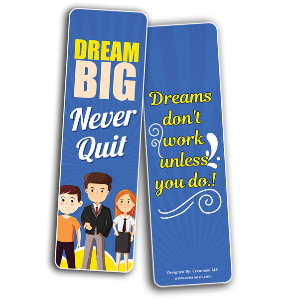 Creanoso Dream Big Inspirational Bookmarks (2-Sets X 6 Cards) â€“ Daily Inspirational Card Set â€“ Interesting Book Page Clippers â€“ Great Gifts for Adults and Professionals