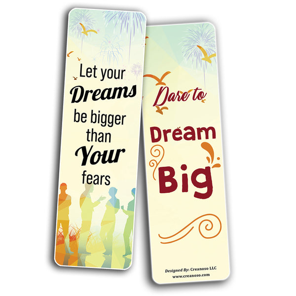 Creanoso Dream Big Inspirational Bookmarks (2-Sets X 6 Cards) â€“ Daily Inspirational Card Set â€“ Interesting Book Page Clippers â€“ Great Gifts for Adults and Professionals