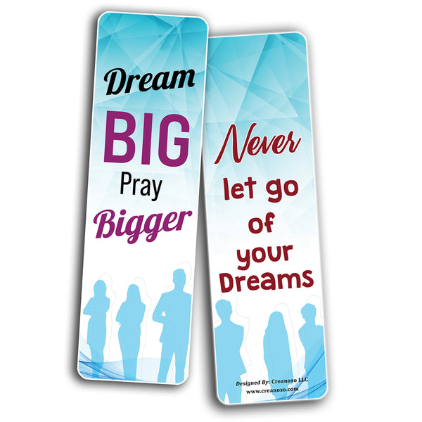 Creanoso Dream Big Inspirational Bookmarks (2-Sets X 6 Cards) â€“ Daily Inspirational Card Set â€“ Interesting Book Page Clippers â€“ Great Gifts for Adults and Professionals