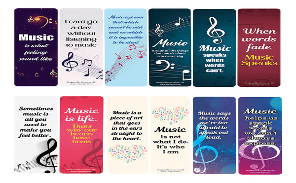Creanoso All About Music Bookmark (10-Sets X 6 Cards) â€“ Daily Inspirational Card Set â€“ Interesting Book Page Clippers â€“ Great Gifts for Adults and Professionals