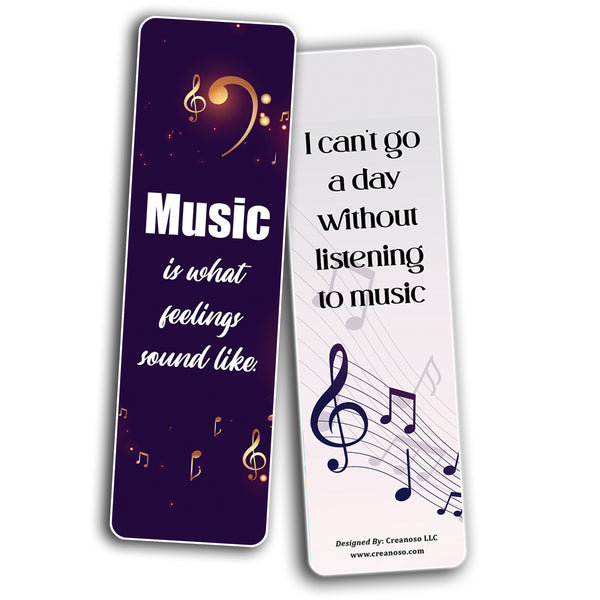 Creanoso All About Music Bookmark (2-Sets X 6 Cards) â€“ Daily Inspirational Card Set â€“ Interesting Book Page Clippers â€“ Great Gifts for Adults and Professionals