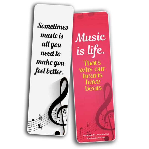 Creanoso All About Music Bookmark (2-Sets X 6 Cards) â€“ Daily Inspirational Card Set â€“ Interesting Book Page Clippers â€“ Great Gifts for Adults and Professionals