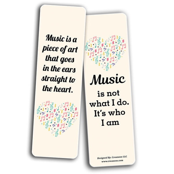 Creanoso All About Music Bookmark (2-Sets X 6 Cards) â€“ Daily Inspirational Card Set â€“ Interesting Book Page Clippers â€“ Great Gifts for Adults and Professionals