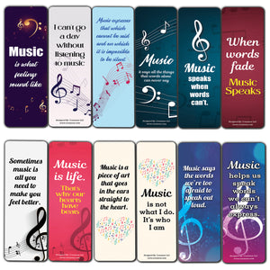 Creanoso All About Music Bookmark (2-Sets X 6 Cards) â€“ Daily Inspirational Card Set â€“ Interesting Book Page Clippers â€“ Great Gifts for Adults and Professionals