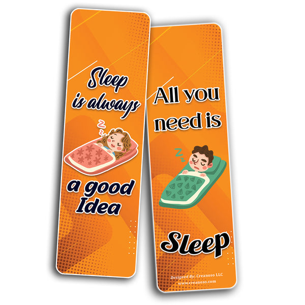 Creanoso Sleep is Good Bookmark (10-Sets X 6 Cards) â€“ Daily Inspirational Card Set â€“ Interesting Book Page Clippers â€“ Great Gifts for Adults and Professionals