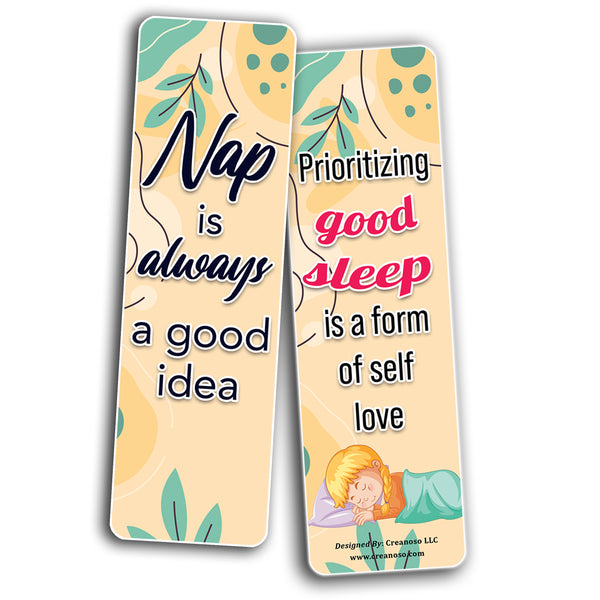 Creanoso Sleep is Good Bookmark (10-Sets X 6 Cards) â€“ Daily Inspirational Card Set â€“ Interesting Book Page Clippers â€“ Great Gifts for Adults and Professionals