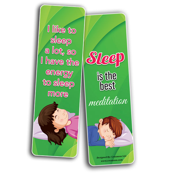 Creanoso Sleep is Good Bookmark (10-Sets X 6 Cards) â€“ Daily Inspirational Card Set â€“ Interesting Book Page Clippers â€“ Great Gifts for Adults and Professionals