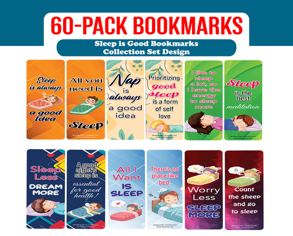 Creanoso Sleep is Good Bookmark (10-Sets X 6 Cards) â€“ Daily Inspirational Card Set â€“ Interesting Book Page Clippers â€“ Great Gifts for Adults and Professionals