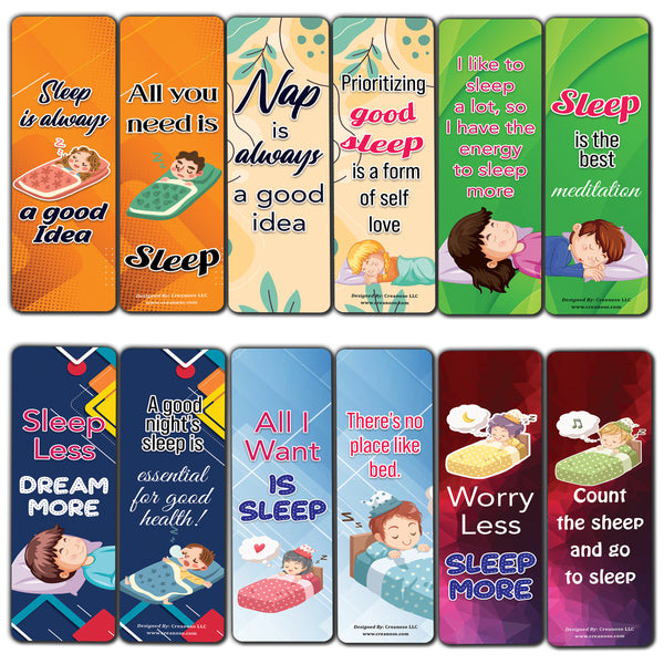 Creanoso Sleep is Good Bookmark (2-Sets X 6 Cards) â€“ Daily Inspirational Card Set â€“ Interesting Book Page Clippers â€“ Great Gifts for Adults and Professionals