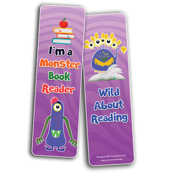 Creanoso Cute Monsters Bookmarks (2-Sets X 6 Cards) â€“ Daily Inspirational Card Set â€“ Interesting Book Page Clippers â€“ Great Gifts for Adults and Professionals