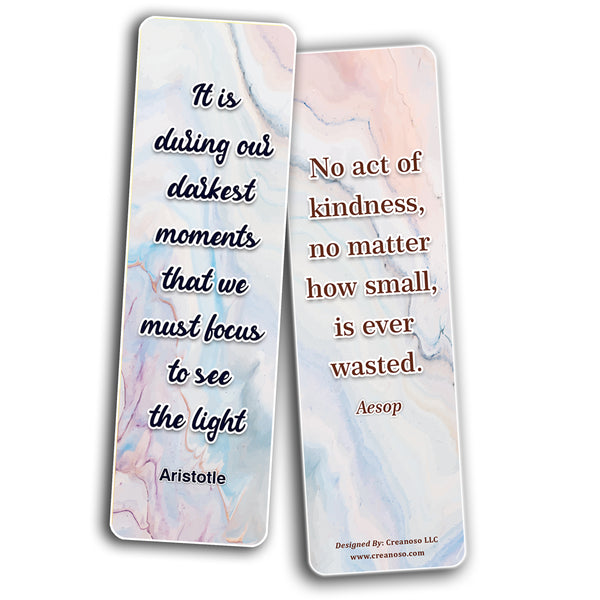 Creanoso Inspirational Marble Bookmarks (10-Sets X 6 Cards) â€“ Daily Inspirational Card Set â€“ Interesting Book Page Clippers â€“ Great Gifts for Adults and Professionals