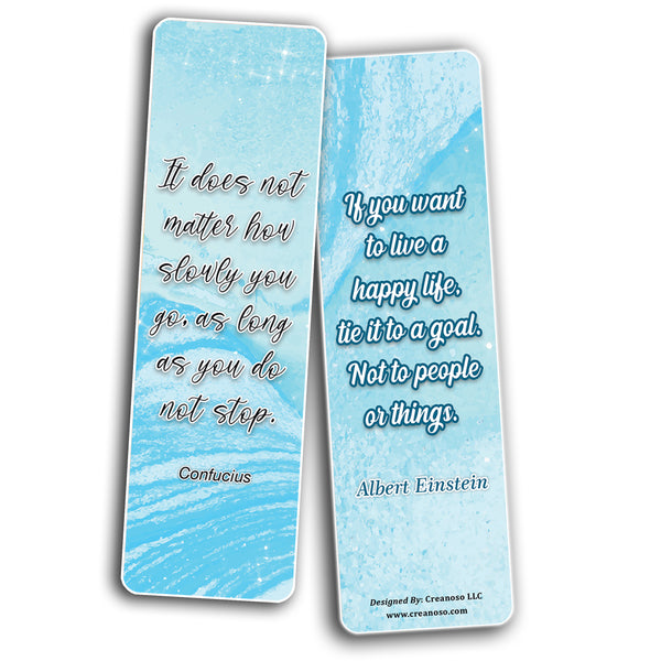 Creanoso Inspirational Marble Bookmarks (10-Sets X 6 Cards) â€“ Daily Inspirational Card Set â€“ Interesting Book Page Clippers â€“ Great Gifts for Adults and Professionals