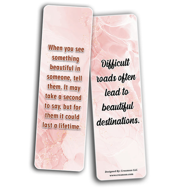 Creanoso Inspirational Marble Bookmarks (2-Sets X 6 Cards) â€“ Daily Inspirational Card Set â€“ Interesting Book Page Clippers â€“ Great Gifts for Adults and Professionals