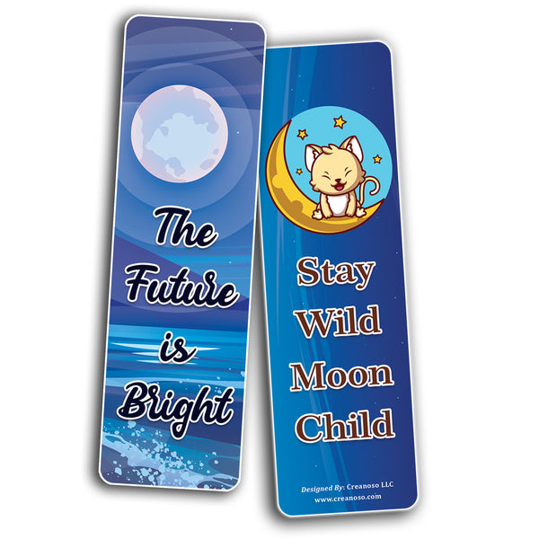Creanoso Cat Moon Start Theme Bookmarks (10-Sets X 6 Cards) â€“ Daily Inspirational Card Set â€“ Interesting Book Page Clippers â€“ Great Gifts for Adults and Professionals