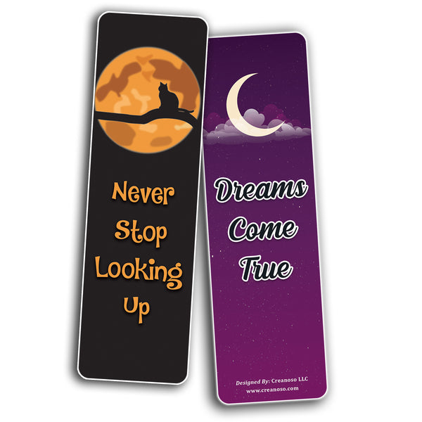 Creanoso Cat Moon Start Theme Bookmarks (2-Sets X 6 Cards) â€“ Daily Inspirational Card Set â€“ Interesting Book Page Clippers â€“ Great Gifts for Adults and Professionals