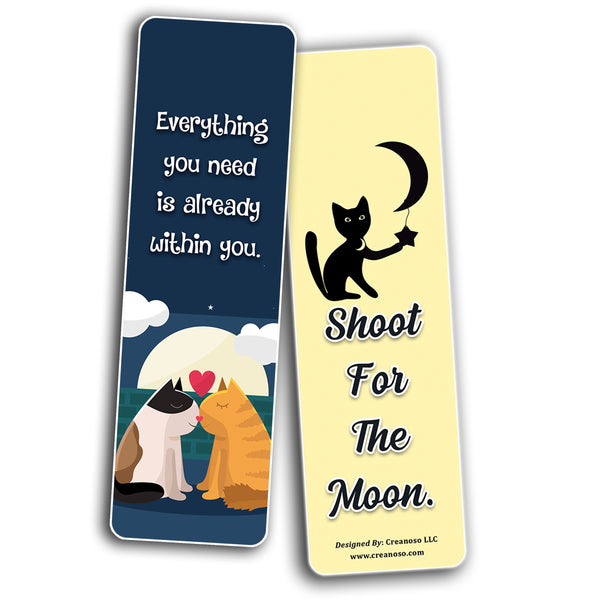 Creanoso Cat Moon Start Theme Bookmarks (10-Sets X 6 Cards) â€“ Daily Inspirational Card Set â€“ Interesting Book Page Clippers â€“ Great Gifts for Adults and Professionals