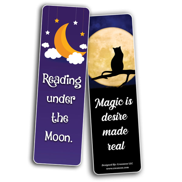 Creanoso Cat Moon Start Theme Bookmarks (10-Sets X 6 Cards) â€“ Daily Inspirational Card Set â€“ Interesting Book Page Clippers â€“ Great Gifts for Adults and Professionals