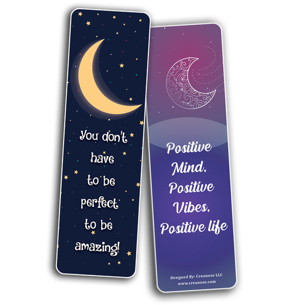 Creanoso Cat Moon Start Theme Bookmarks (10-Sets X 6 Cards) â€“ Daily Inspirational Card Set â€“ Interesting Book Page Clippers â€“ Great Gifts for Adults and Professionals