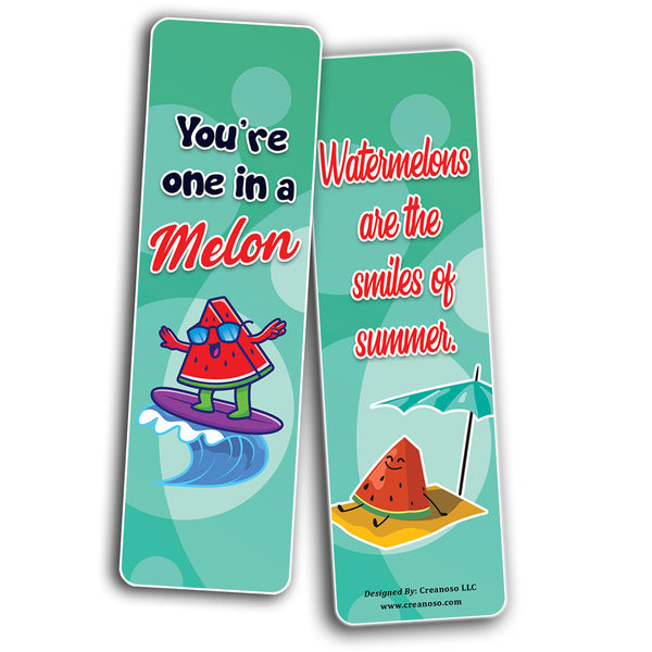 Creanoso Cute Melon Bookmarks (2-Sets X 6 Cards) â€“ Daily Inspirational Card Set â€“ Interesting Book Page Clippers â€“ Great Gifts for Adults and Professionals