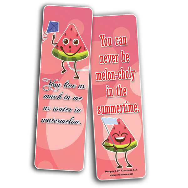 Creanoso Cute Melon Bookmarks (10-Sets X 6 Cards) â€“ Daily Inspirational Card Set â€“ Interesting Book Page Clippers â€“ Great Gifts for Adults and Professionals