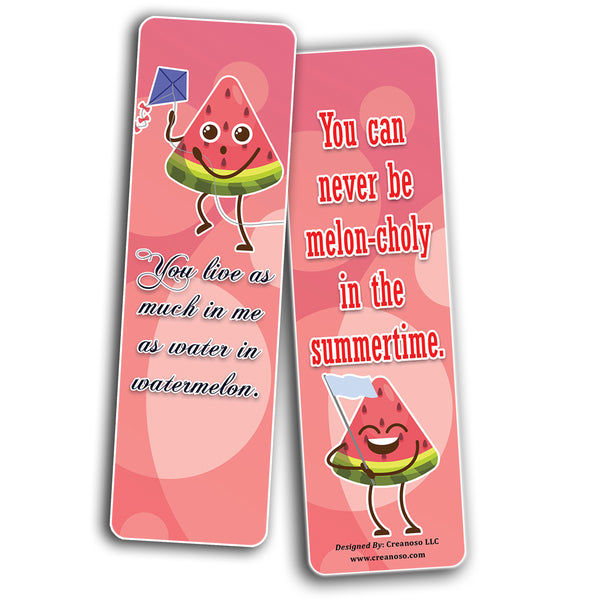 Creanoso Cute Melon Bookmarks (2-Sets X 6 Cards) â€“ Daily Inspirational Card Set â€“ Interesting Book Page Clippers â€“ Great Gifts for Adults and Professionals
